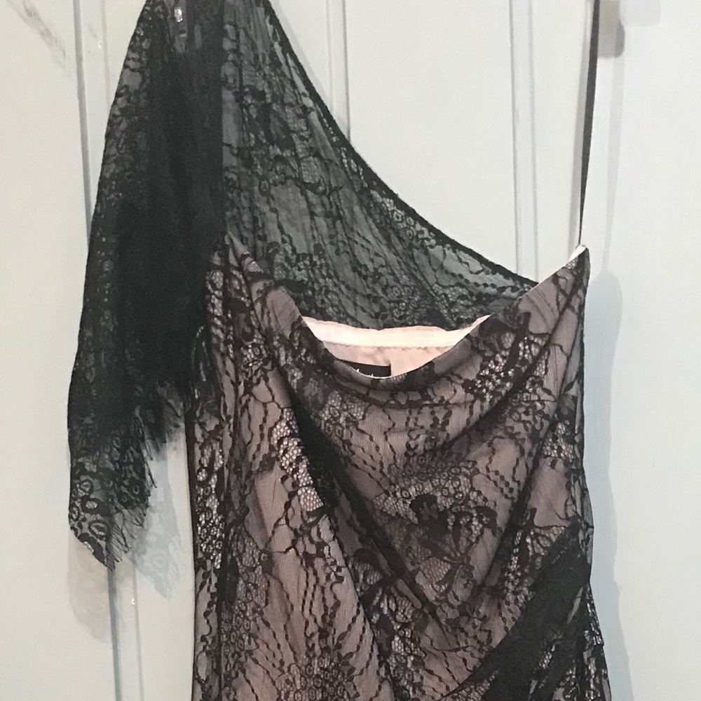 Nicole Miller Black over nude Formal dress